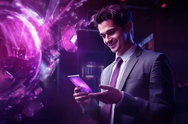 Layar login aplikasi wokebet dengan opsi untuk masuk menggunakan email atau membuka akun baru